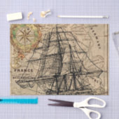 ヴィンテージの地図および船 薄葉紙 (クラフト)