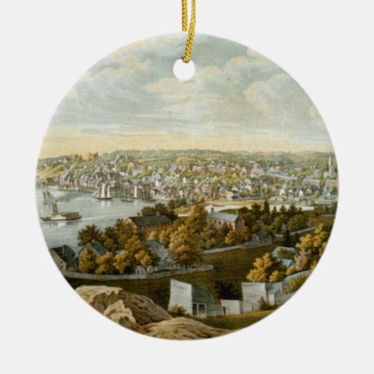 ヴィンテージの地図と旅行に出かけよう(1855) セラミックオーナメント (正面)