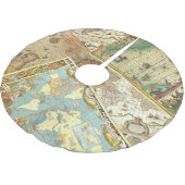 ヴィンテージの地図のプリント ブラッシュドポリエステルツリースカート (アングル)