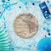 ヴィンテージの地図のプリント ペーパープレート (パーティー)