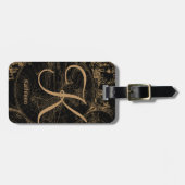 ヴィンテージの地図のモノグラムのな最初の一流の黒 ラゲッジタグ (正面横)