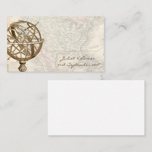 ヴィンテージの地図の座席表 プレイスカード (正面/裏面)