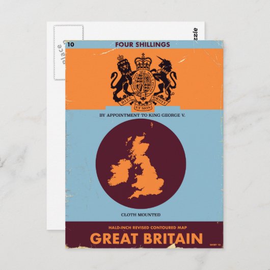 ヴィンテージの地図の本の素晴らしイギリス。 ポストカード (正面/裏面)