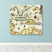 ヴィンテージの地図カリブの(1594) キャンバスプリント (インサイチュ (ウッドフロア))