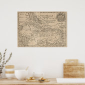 ヴィンテージの地図カリブの(1763) ポスター (キッチン)