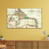 ヴィンテージの地図カリブの（1834年） キャンバスプリント (インサイチュ (リビング))