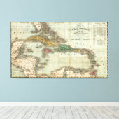 ヴィンテージの地図カリブの（1834年） キャンバスプリント (インサイチュ (ウッドフロア))