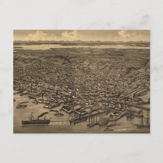 ヴィンテージの地図シアトル(1884) ポストカード (正面)