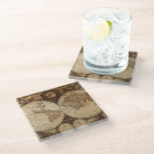 ヴィンテージの地図 ガラスコースター (アングル)