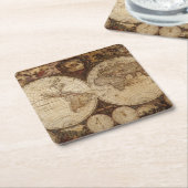 ヴィンテージの地図 スクエアペーパーコースター (アングル)