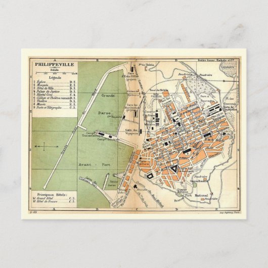ヴィンテージの地図，フィリップ，アルジェリア， 1903 ポストカード (正面)