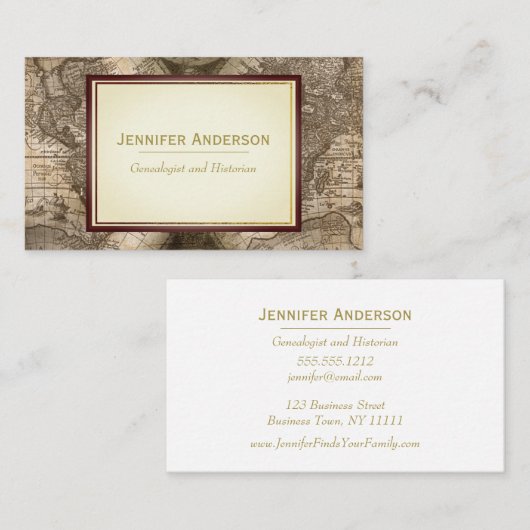ヴィンテージの地図 名刺 (正面/裏面)