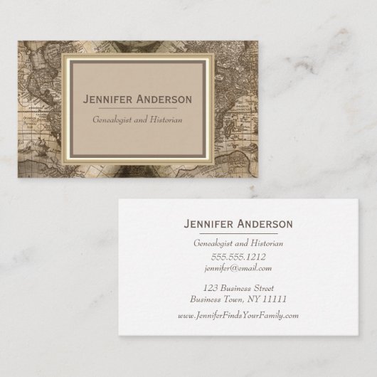 ヴィンテージの地図 名刺 (正面/裏面)