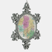 ヴィンテージの地図（1827年） スノーフレークピューターオーナメント (左)