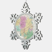 ヴィンテージの地図（1827年） スノーフレークピューターオーナメント (右)