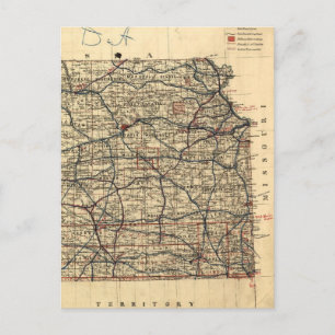 ヴィンテージの地図（1884年） ポストカード