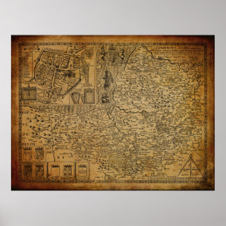 ヴィンテージの地図Somerset Wessex England UK 1610 ポスター