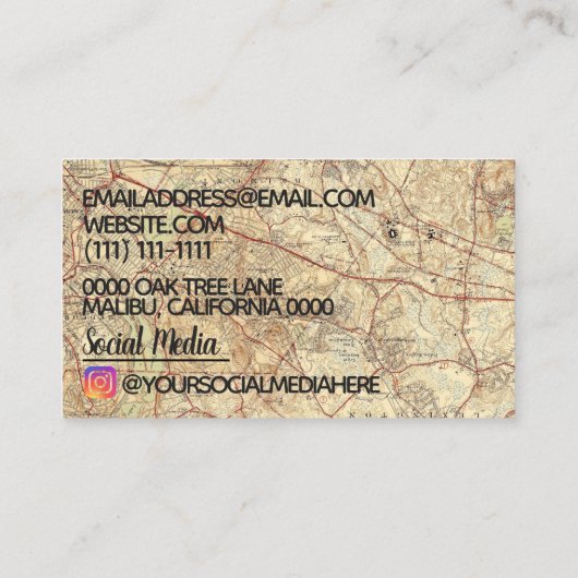 ヴィンテージの地形の名刺 名刺 (裏面)