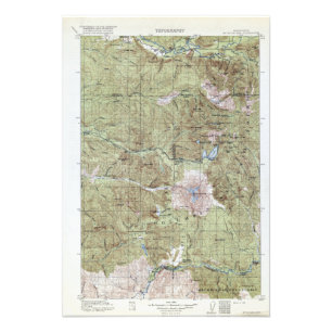 ヴィンテージの地形図Mount Saint Helens フォトプリント