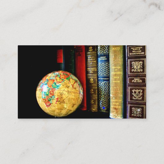 ヴィンテージの地球および本 名刺 (裏面)