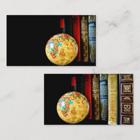 ヴィンテージの地球および本 名刺 (正面/裏面)