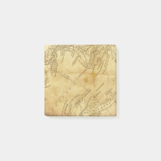 ヴィンテージの地球の古いペーパーエレガントなポスト・イットの地図を描いて下さい ポストイット (正面)