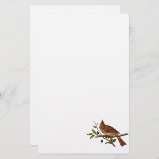ヴィンテージの基本的な歌の鳥のイラストレーション- 1800's 便箋 (正面/裏面)
