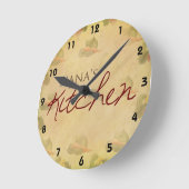 ヴィンテージの壁紙のナナの台所柱時計 ラウンド壁時計 (傾斜)