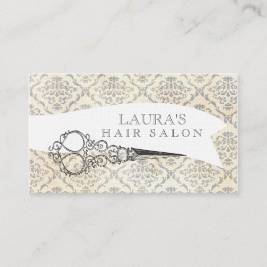 ヴィンテージの壁紙はヘアーサロンビジネスを切ります 名刺 (正面)