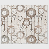 ヴィンテージの壊中時計および鍵 ラッピングペーパー (フラット)