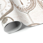 ヴィンテージの壊中時計および鍵 ラッピングペーパー (ロールコーナー)