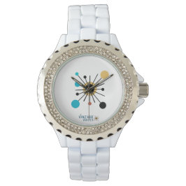 ヴィンテージの声がラインストーンブラックエナメルを見る 腕時計