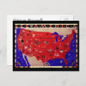 ヴィンテージの変更，アンティークアメリカの地図 案内ポストカード (正面/裏面)