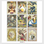 ヴィンテージの変造美術ドラゴンの魔女の童話アート シール (シート)