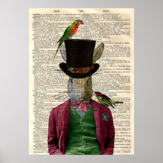 ヴィンテージの変造芸術ウサギ本ページポスター ポスター (正面)