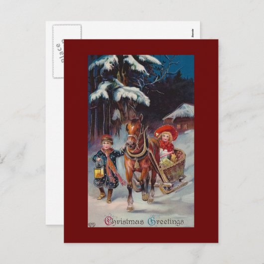 ヴィンテージの多彩なクリスマスの郵便はがき シーズンポストカード (正面/裏面)