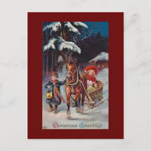 ヴィンテージの多彩なクリスマスの郵便はがき シーズンポストカード (正面)