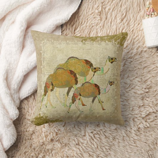 ヴィンテージの夢みるようなラクダのBoho Mojoの枕 クッション (ブランケット)