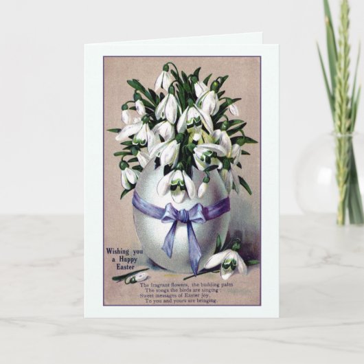 ヴィンテージの大きいイースターエッグつぼおよびユリ; 詩 シーズンカード (正面)