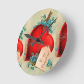 ヴィンテージの大きく赤い大げさに同情する人のバレンタインの郵便はがき ラウンド壁時計 (傾斜)
