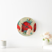 ヴィンテージの大きく赤い大げさに同情する人のバレンタインの郵便はがき ラウンド壁時計 (ホーム)