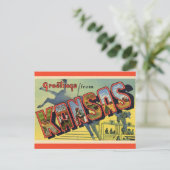 ヴィンテージの大きな手紙カンザスポストカード ポストカード (スタンド正面)