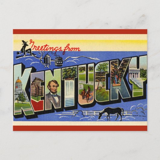 ヴィンテージの大きな手紙ケンタッキー葉書 ポストカード (正面)