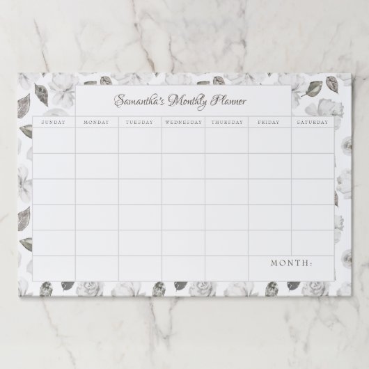 ヴィンテージの大切なフローラの毎月のプランナーカレンダー ペーパーパッド (正面)