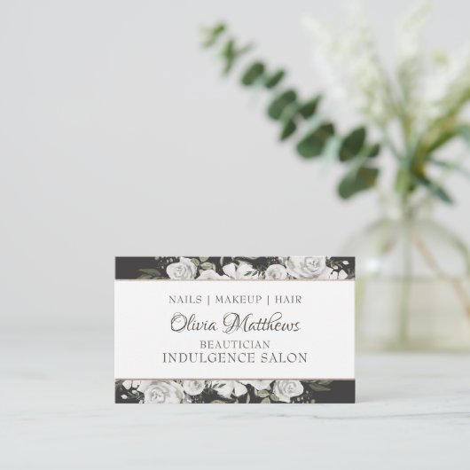 ヴィンテージの大切な白いフローラソーシャルメディア 名刺 (スタンド正面)