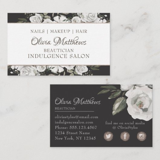 ヴィンテージの大切な白いフローラソーシャルメディア 名刺 (正面/裏面)