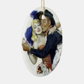 ヴィンテージの大広間の女の子のカウボーイのバーのダンスのおもしろいポスター セラミックオーナメント (右)