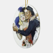 ヴィンテージの大広間の女の子のカウボーイのバーのダンスのおもしろいポスター セラミックオーナメント (左)