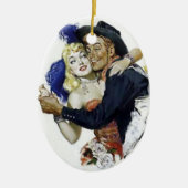 ヴィンテージの大広間の女の子のカウボーイのバーのダンスのおもしろいポスター セラミックオーナメント (正面)