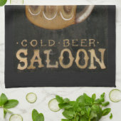 ヴィンテージの大広間ビール印 キッチンタオル (折り畳み)